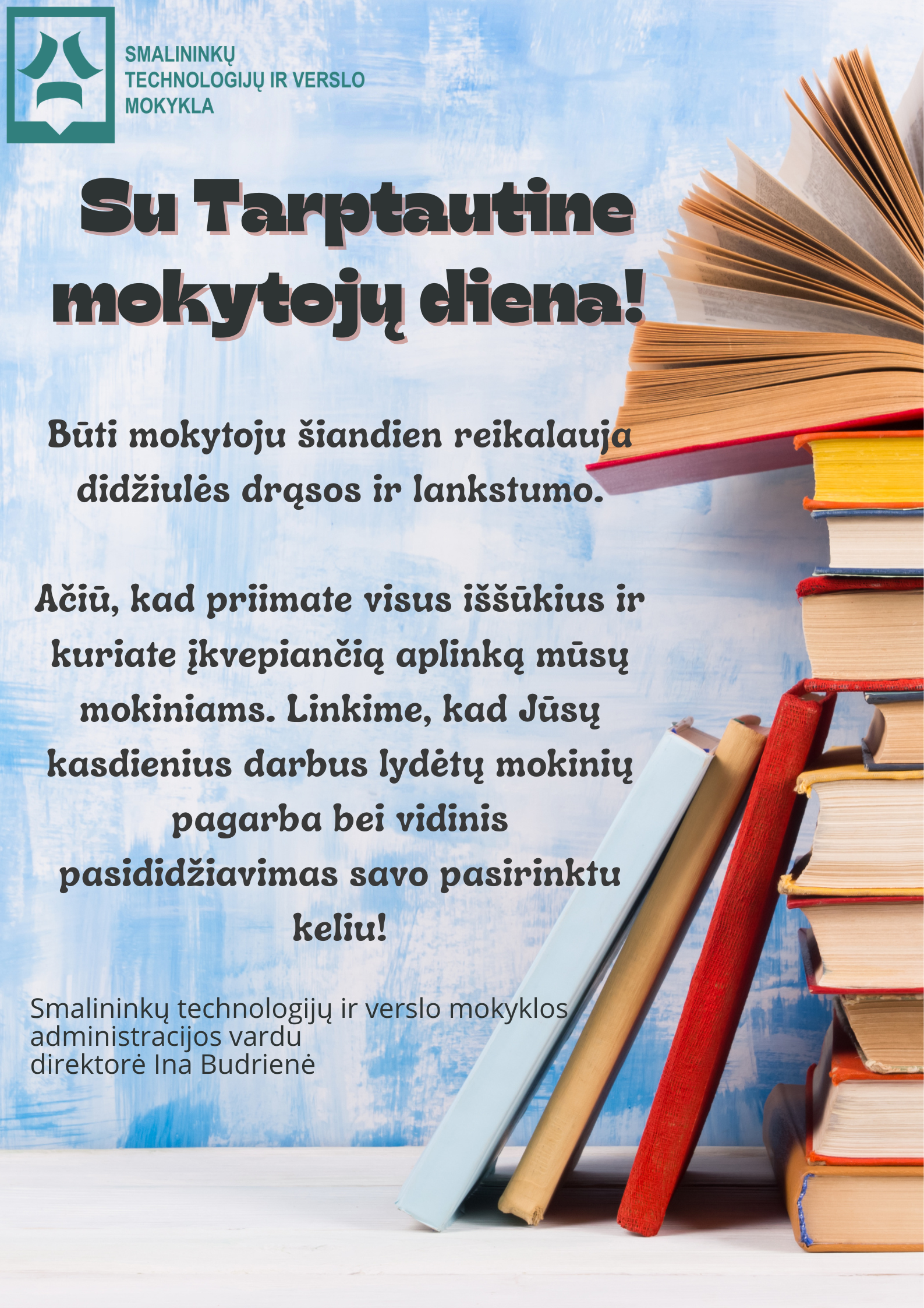 Su mokytojų diena! – skelbimo plakatas.