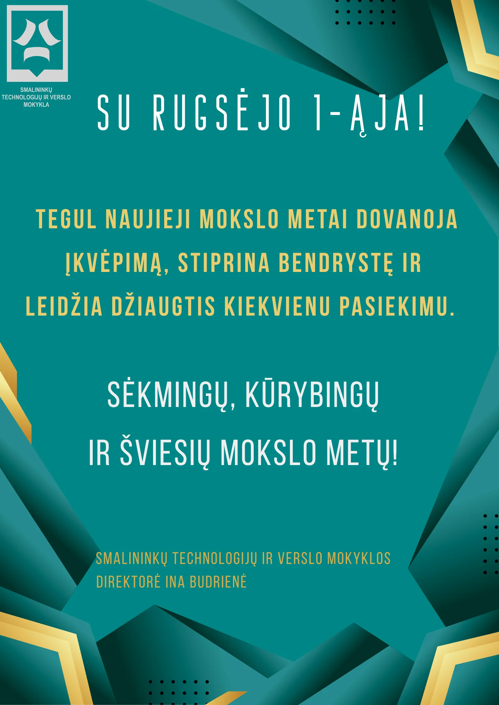 Su rugsėjo 1-ąja! – skelbimo plakatas.